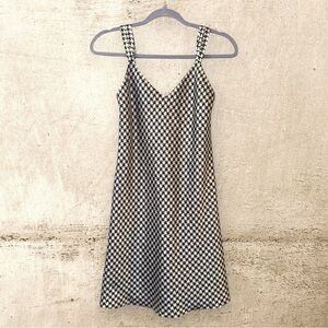90’s vintage inspired Monochrome Houndstooth slip dress Y2K preppy goth grunge